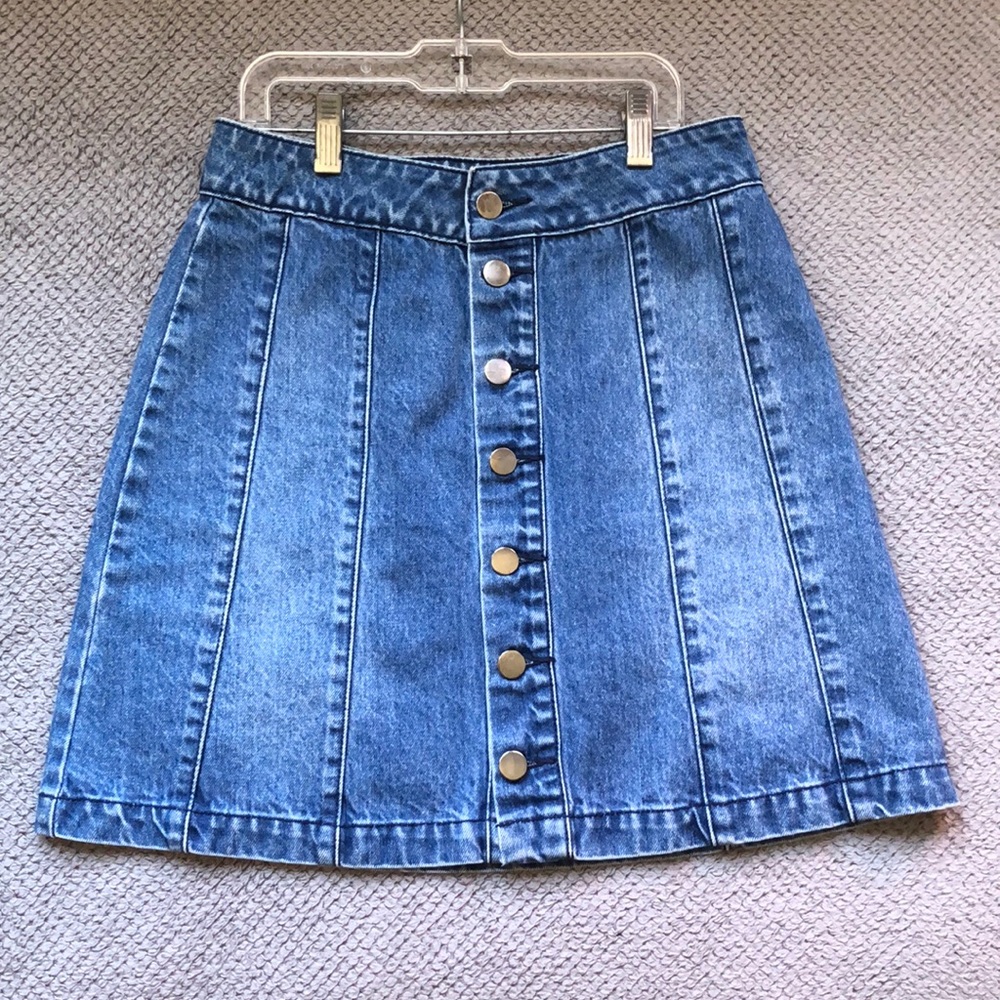 BDG Button Front Jean Skirt- Blue